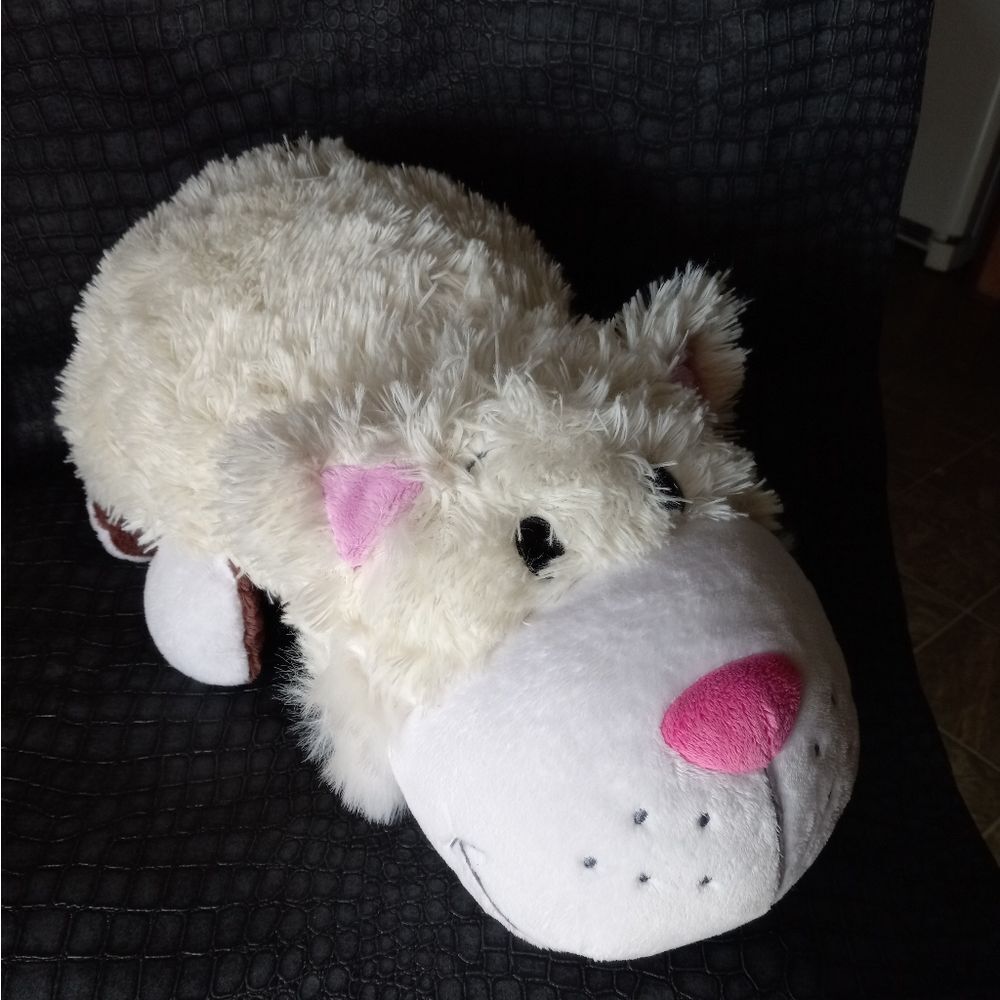 Flipazoo 18" Plush 2-in-1 Pillow Brown Bradley Labrador Puppy White Rachel Cat
